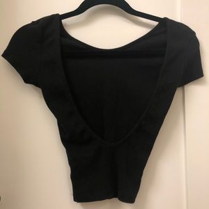 ARE YOU AM I✨ Black Low-Back Crop Top